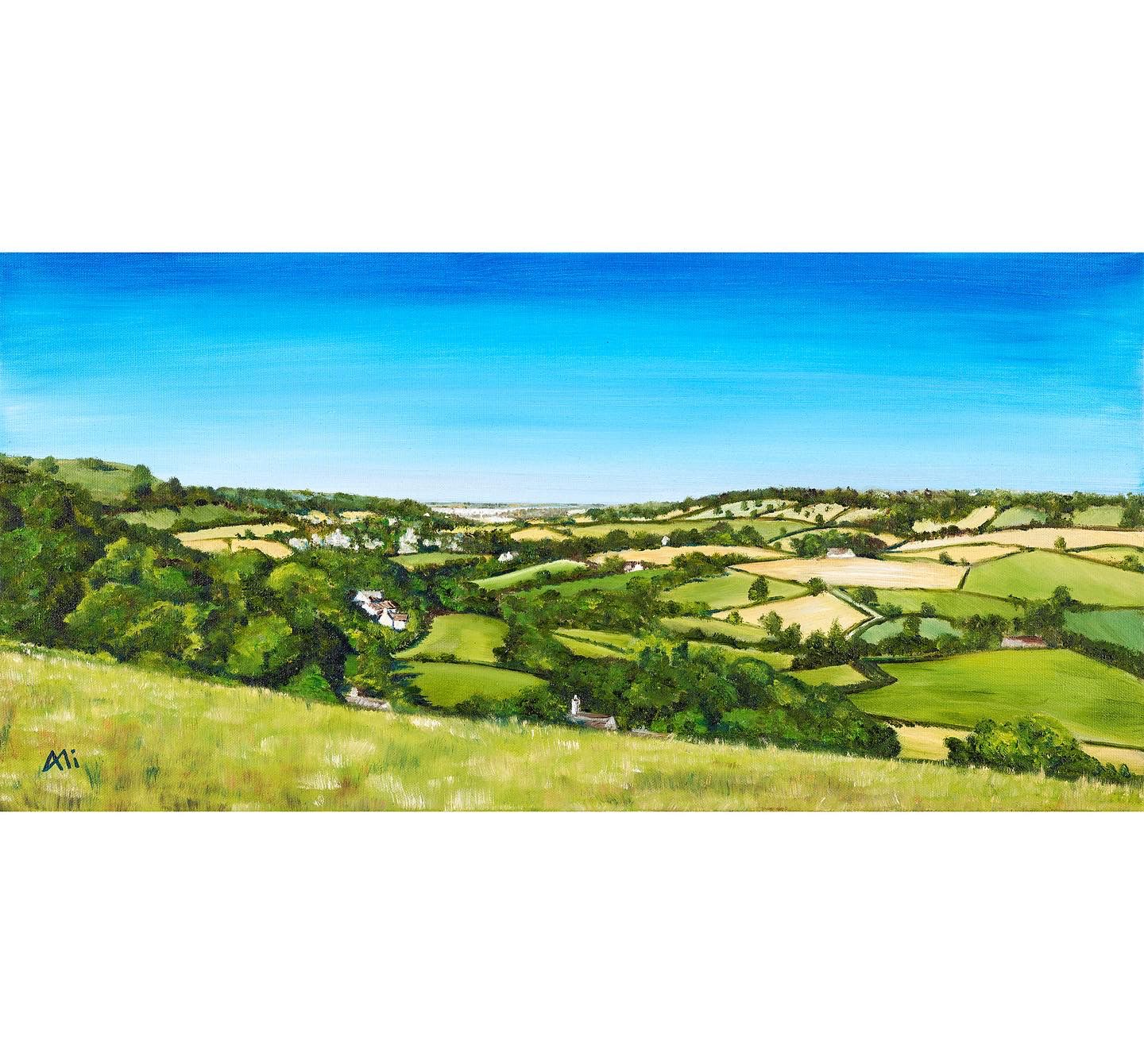 Painting of the view from Rudloe over Box